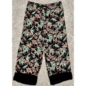 CAbi Capri Pants Womens Small Beach Lounge Drawstring Tropical Cropped Boho